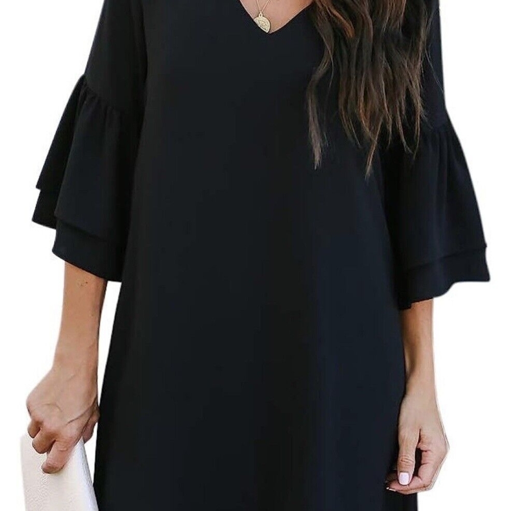 Black Ruffle Sleeve Dress Going On VACATION
